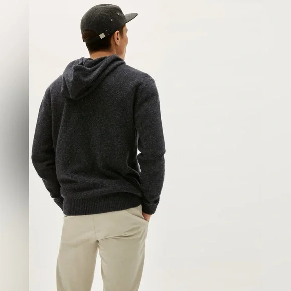 New Everlane Men Dark Gray Hoodie Wool Sweater Size Large - Picture 4 of 13